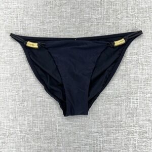 ViX Paula Hermanny Bikini Bottom Womens Small Black Gold Hardware Swim